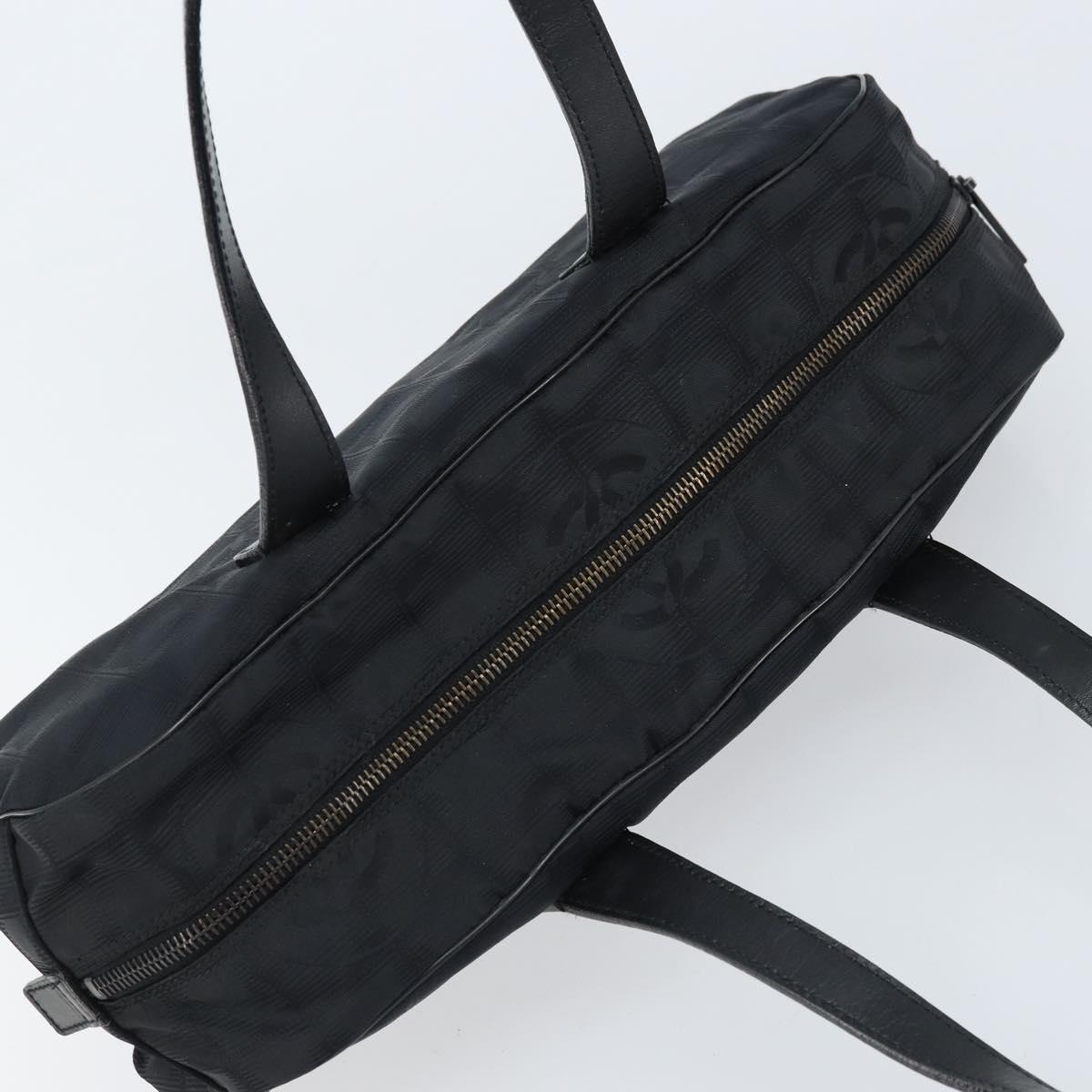 CHANEL New Travel Line Hand Bag Nylon Black Gold CC Auth BSZ008