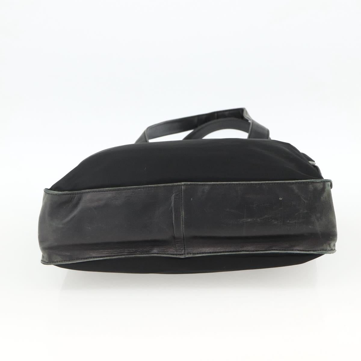 PRADA Tote Bag Nylon Black Silver Auth BSZ009