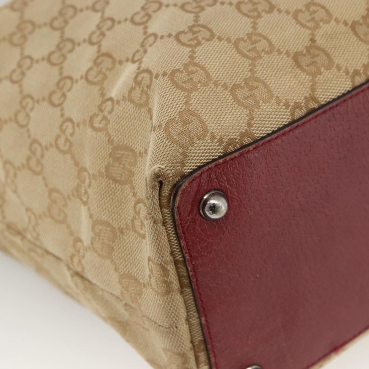 GUCCI GG Canvas Tote Bag Beige Silver 120836 Auth BSZ011
