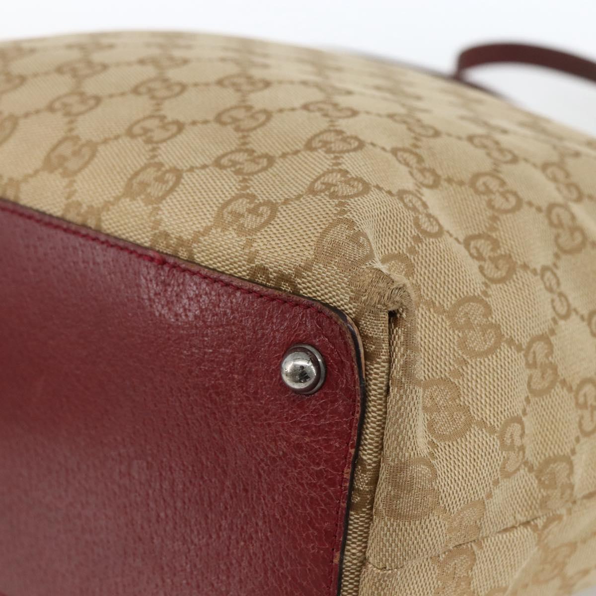 GUCCI GG Canvas Tote Bag Beige Silver 120836 Auth BSZ011