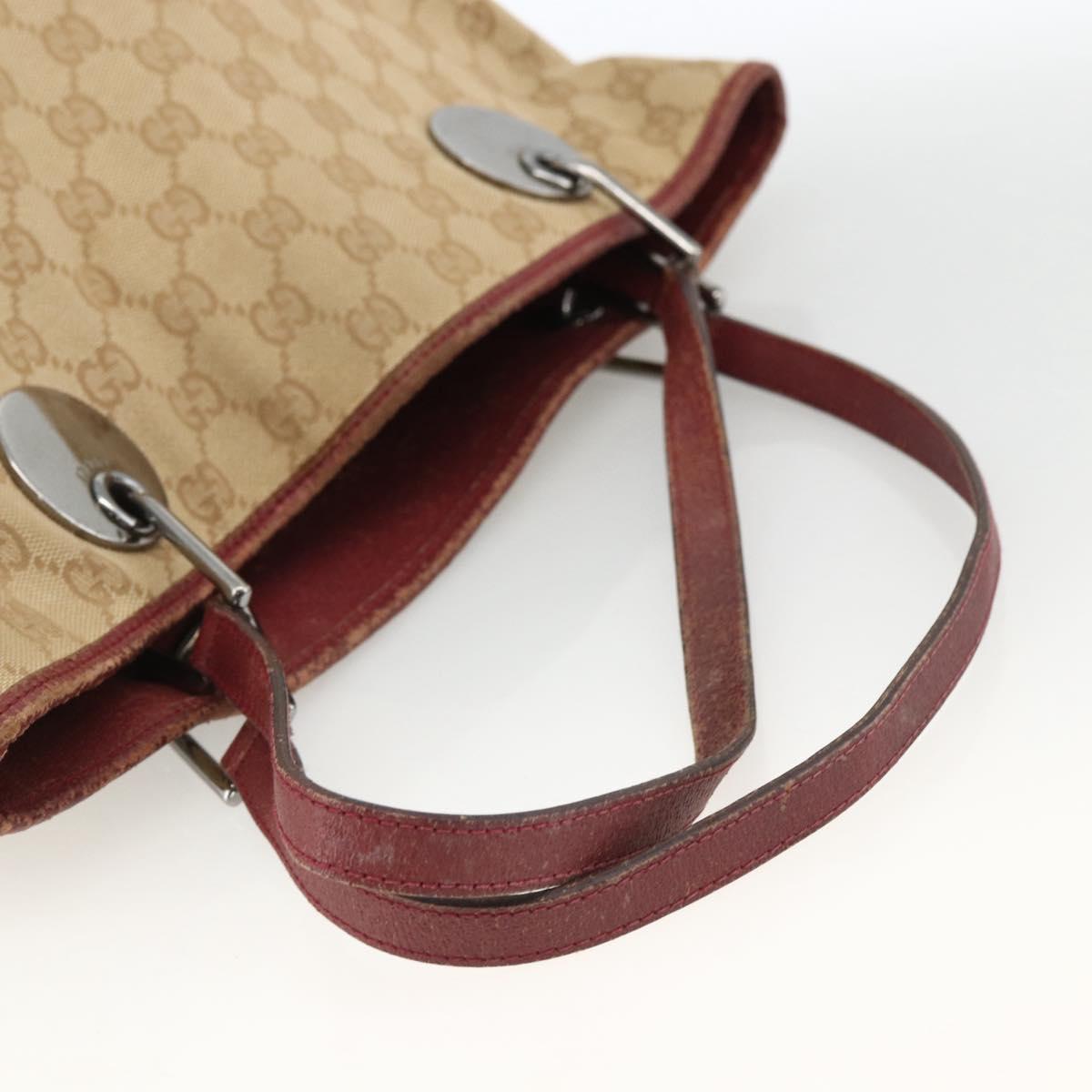 GUCCI GG Canvas Tote Bag Beige Silver 120836 Auth BSZ011