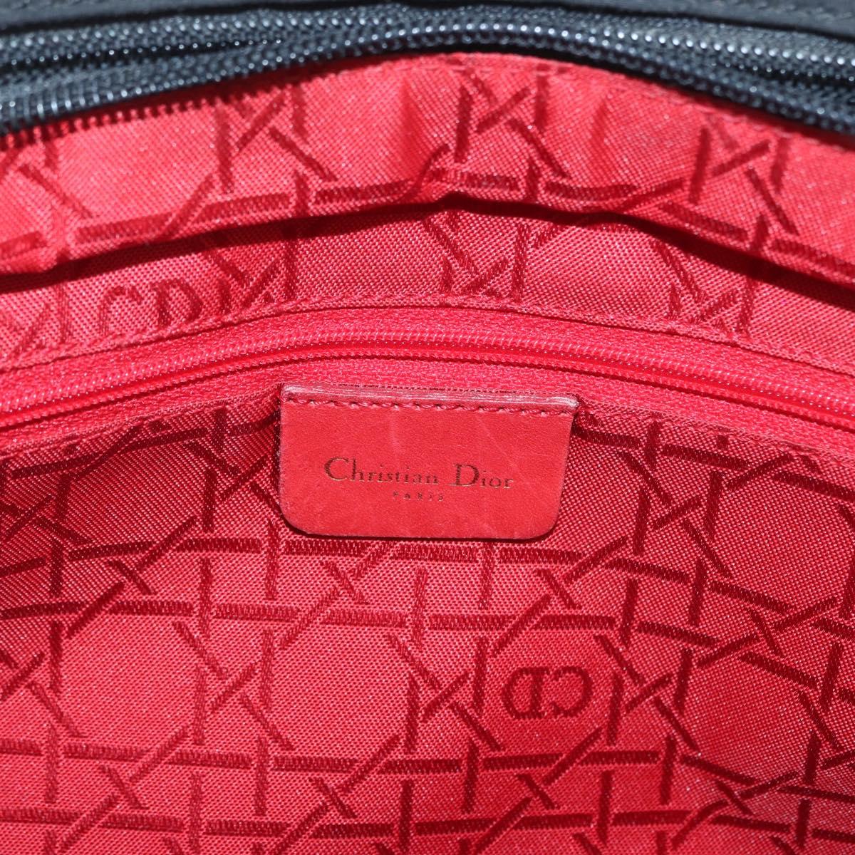 Christian Dior Lady Dior Shoulder Bag Nylon Black Gold Auth BSZ018