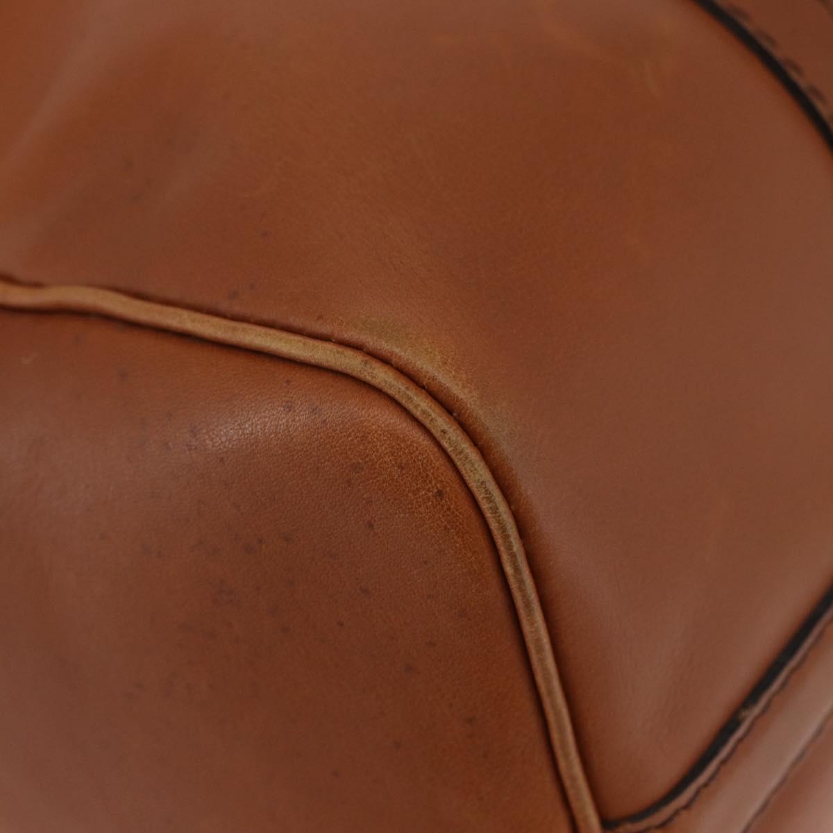 Christian Dior Hand Bag Suede Leather Brown Gold Auth BSZ024