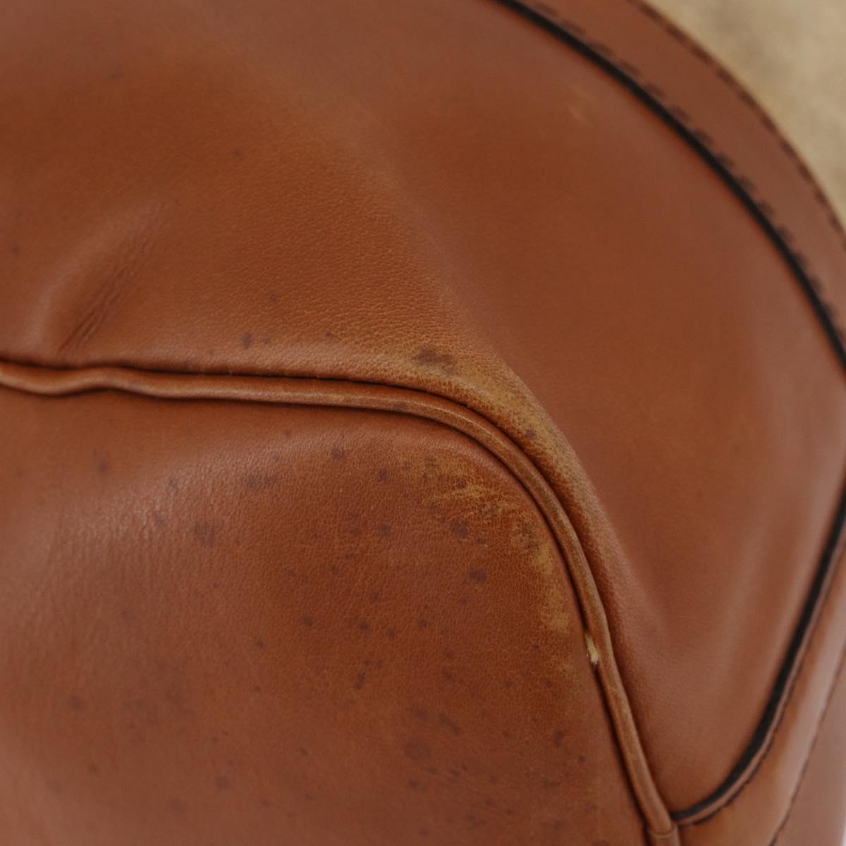 Christian Dior Hand Bag Suede Leather Brown Gold Auth BSZ024