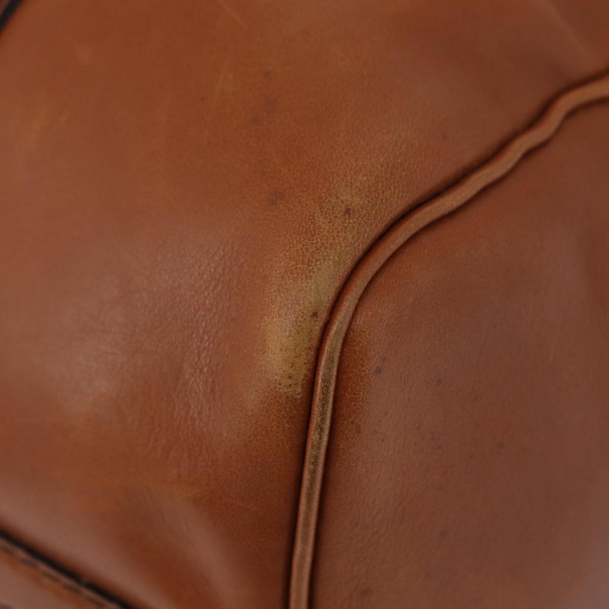 Christian Dior Hand Bag Suede Leather Brown Gold Auth BSZ024