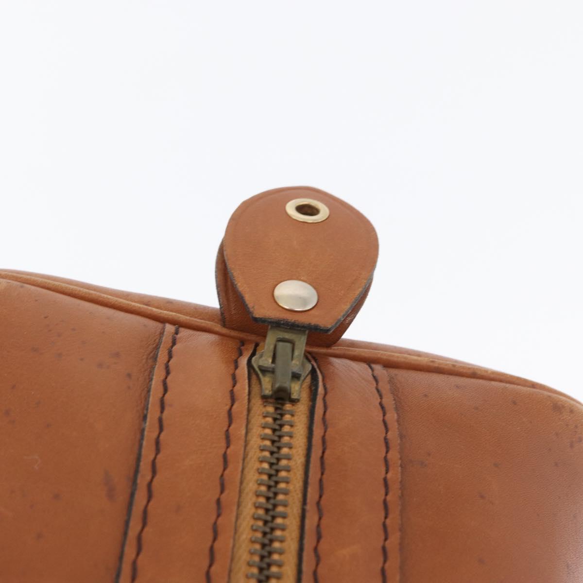 Christian Dior Hand Bag Suede Leather Brown Gold Auth BSZ024