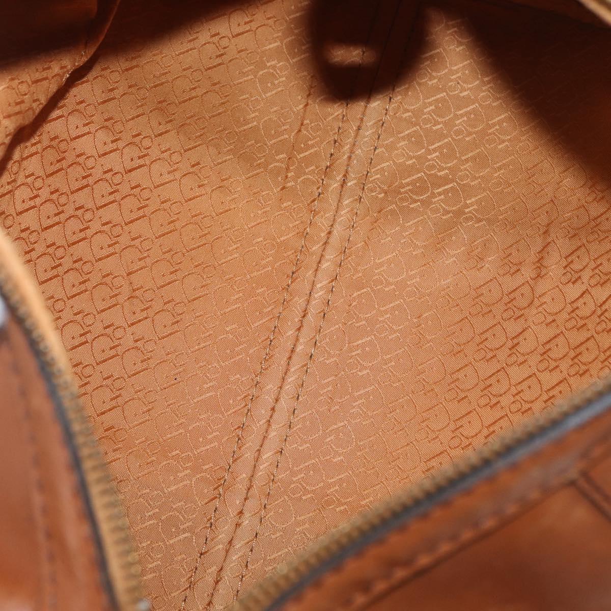 Christian Dior Hand Bag Suede Leather Brown Gold Auth BSZ024