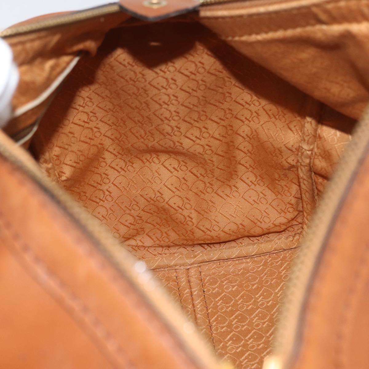 Christian Dior Hand Bag Suede Leather Brown Gold Auth BSZ024