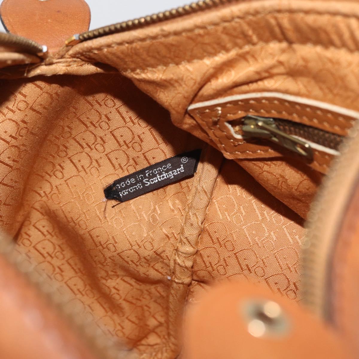 Christian Dior Hand Bag Suede Leather Brown Gold Auth BSZ024
