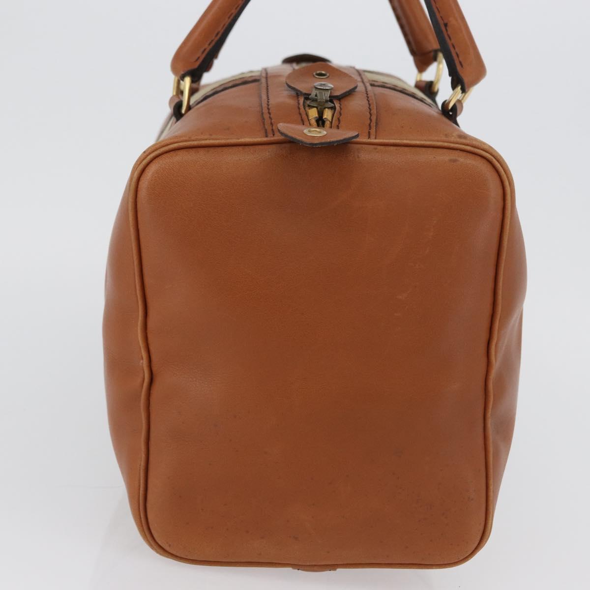 Christian Dior Hand Bag Suede Leather Brown Gold Auth BSZ024