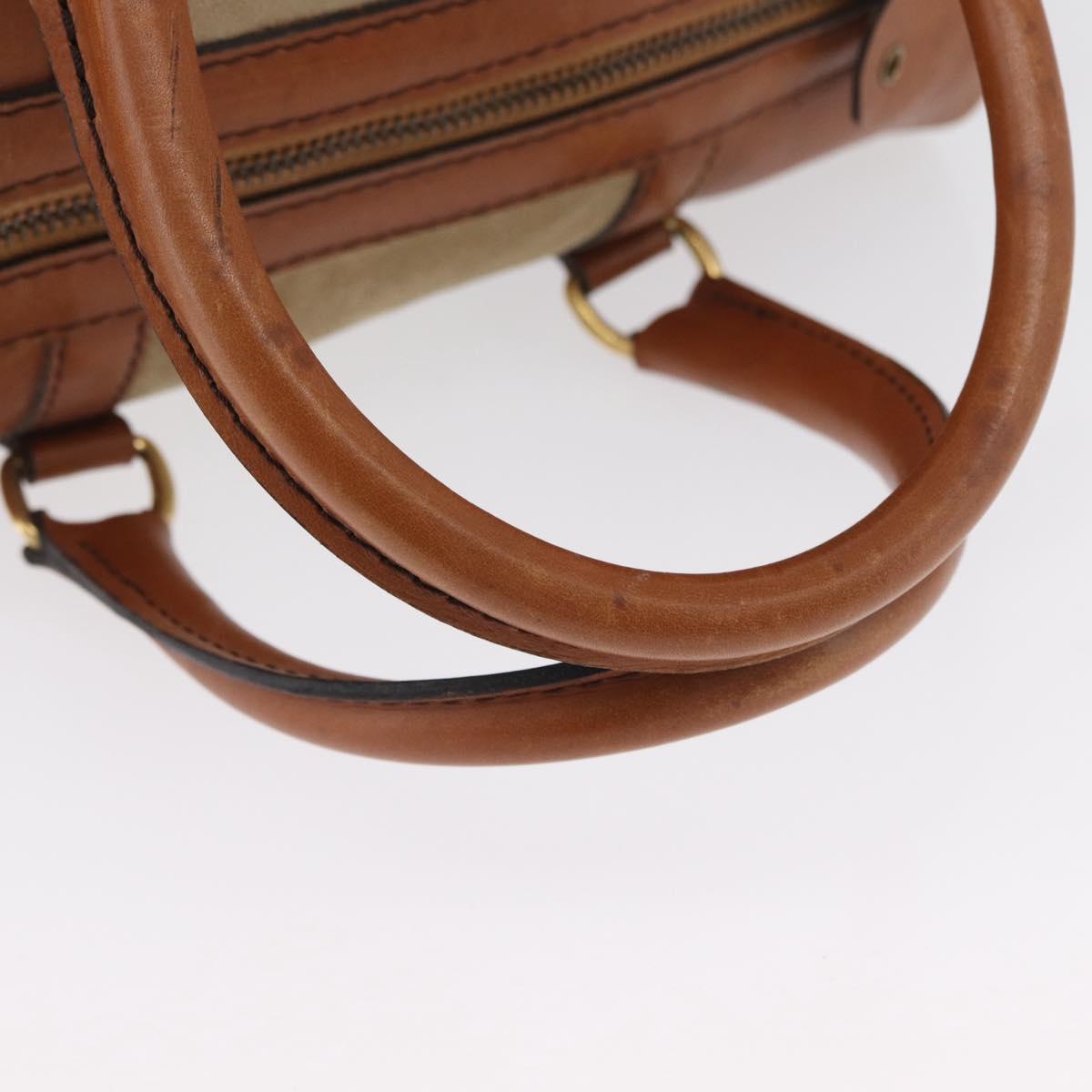 Christian Dior Hand Bag Suede Leather Brown Gold Auth BSZ024