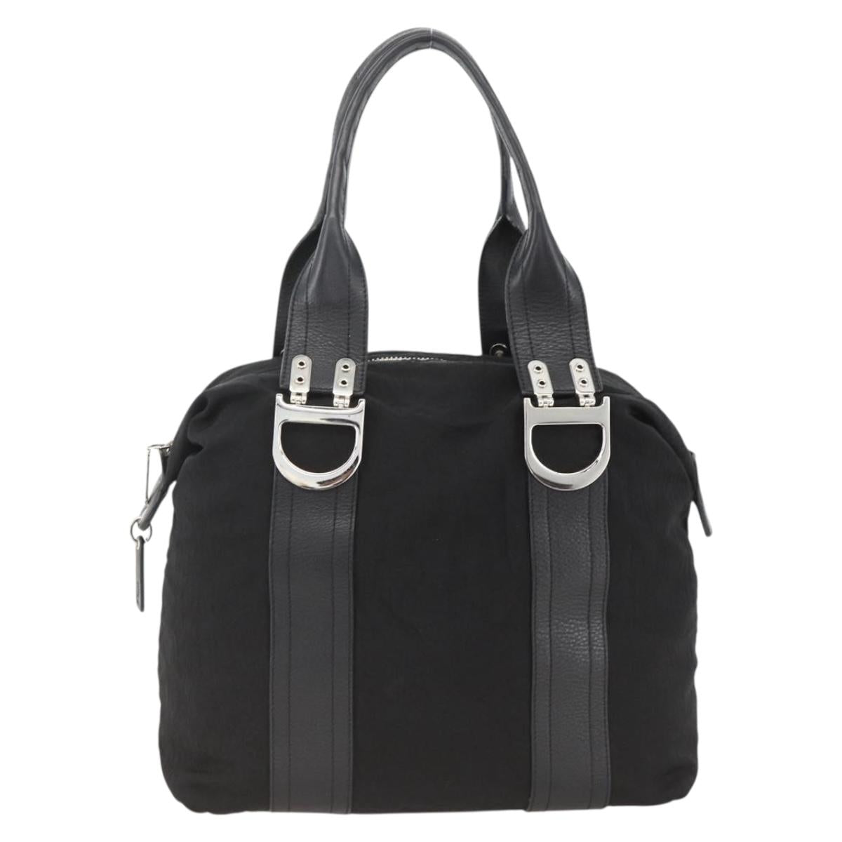 Christian Dior Tote Bag Nylon Black Silver Auth BSZ026V