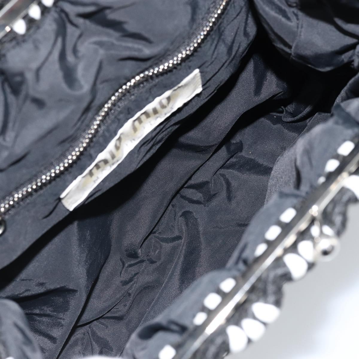 Miu Miu Shoulder Bag Canvas Black Silver Auth BSZ027