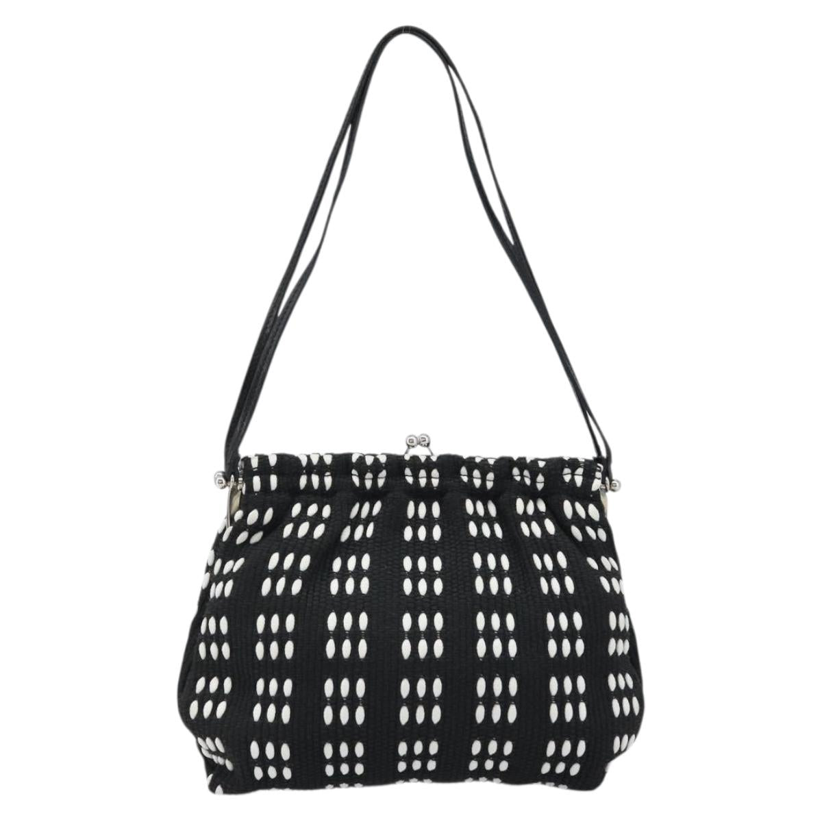 Miu Miu Shoulder Bag Canvas Black Silver Auth BSZ027