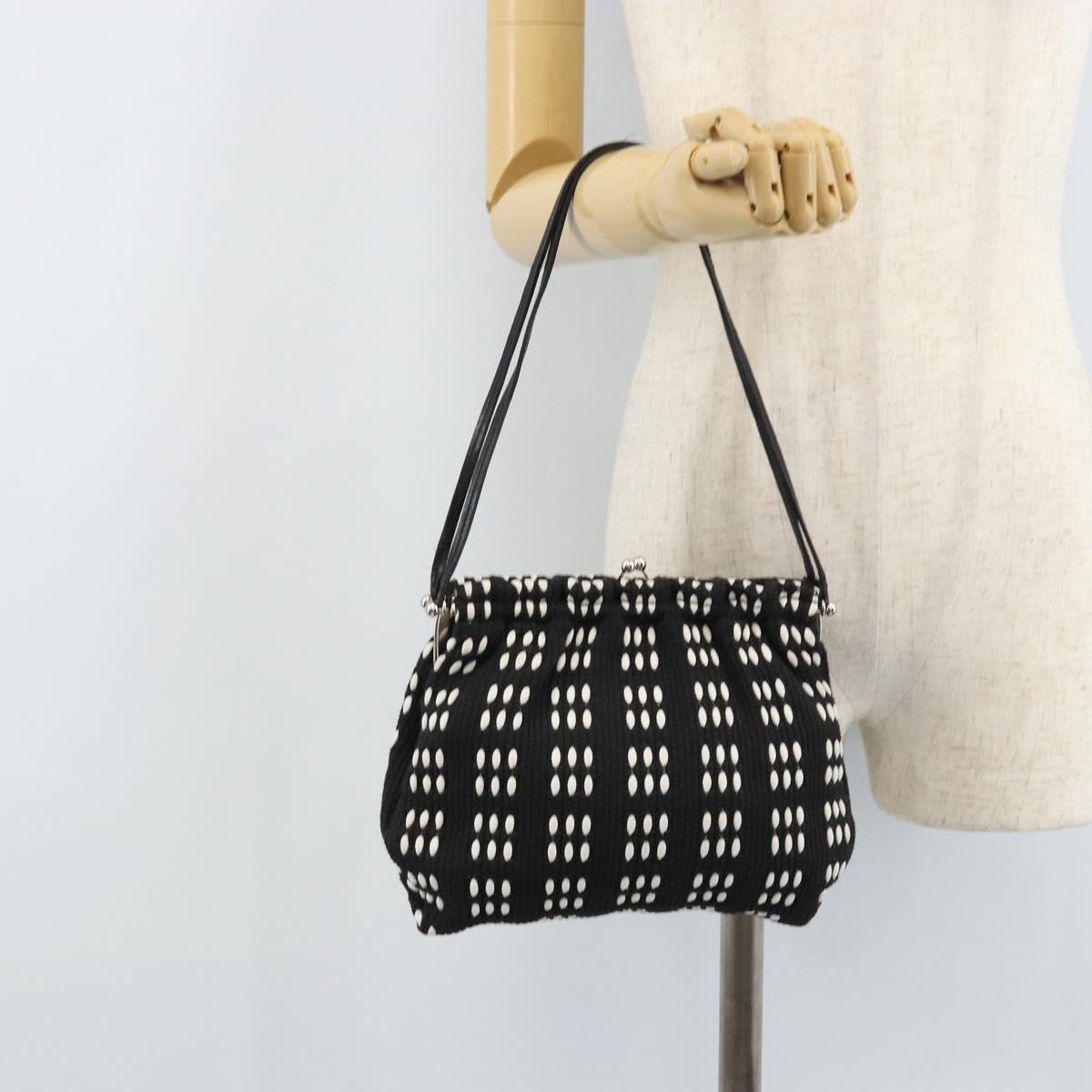 Miu Miu Shoulder Bag Canvas Black Silver Auth BSZ027