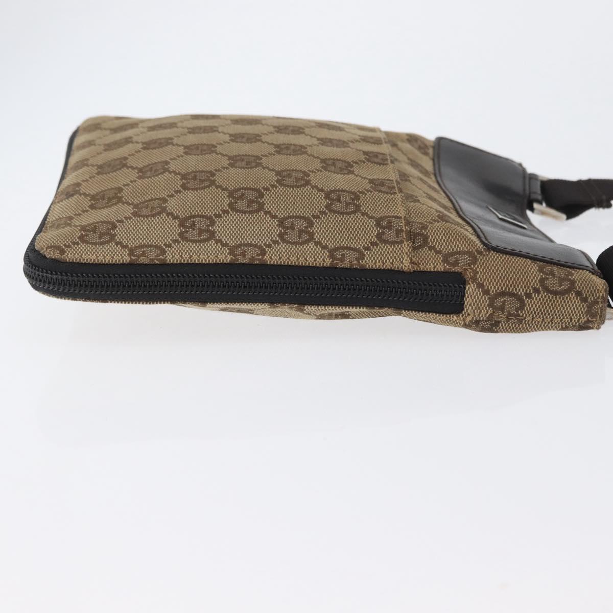 GUCCI GG Canvas Shoulder Bag Beige Silver 019 0349 Auth BSZ031A