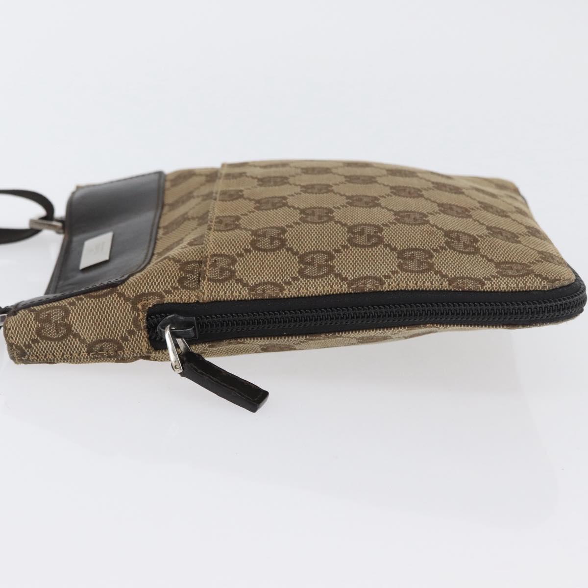 GUCCI GG Canvas Shoulder Bag Beige Silver 019 0349 Auth BSZ031A