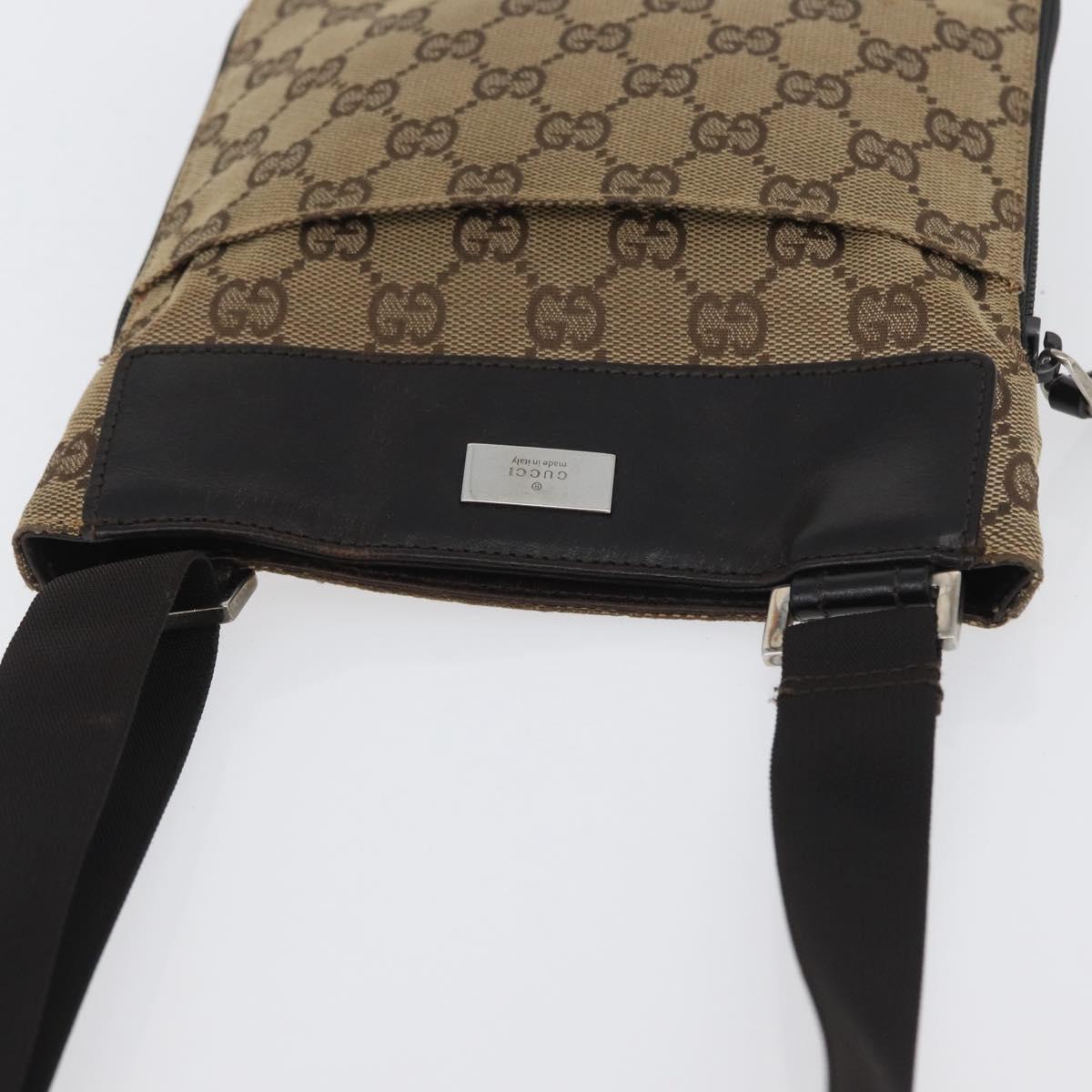 GUCCI GG Canvas Shoulder Bag Beige Silver 019 0349 Auth BSZ031A