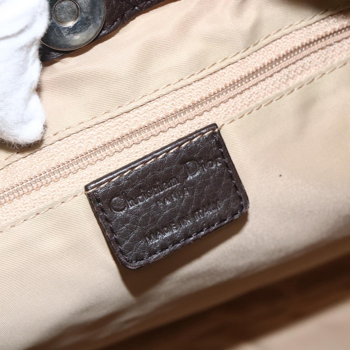 Christian Dior Trotter Canvas Shoulder Bag Beige Silver Auth BSZ033SAV