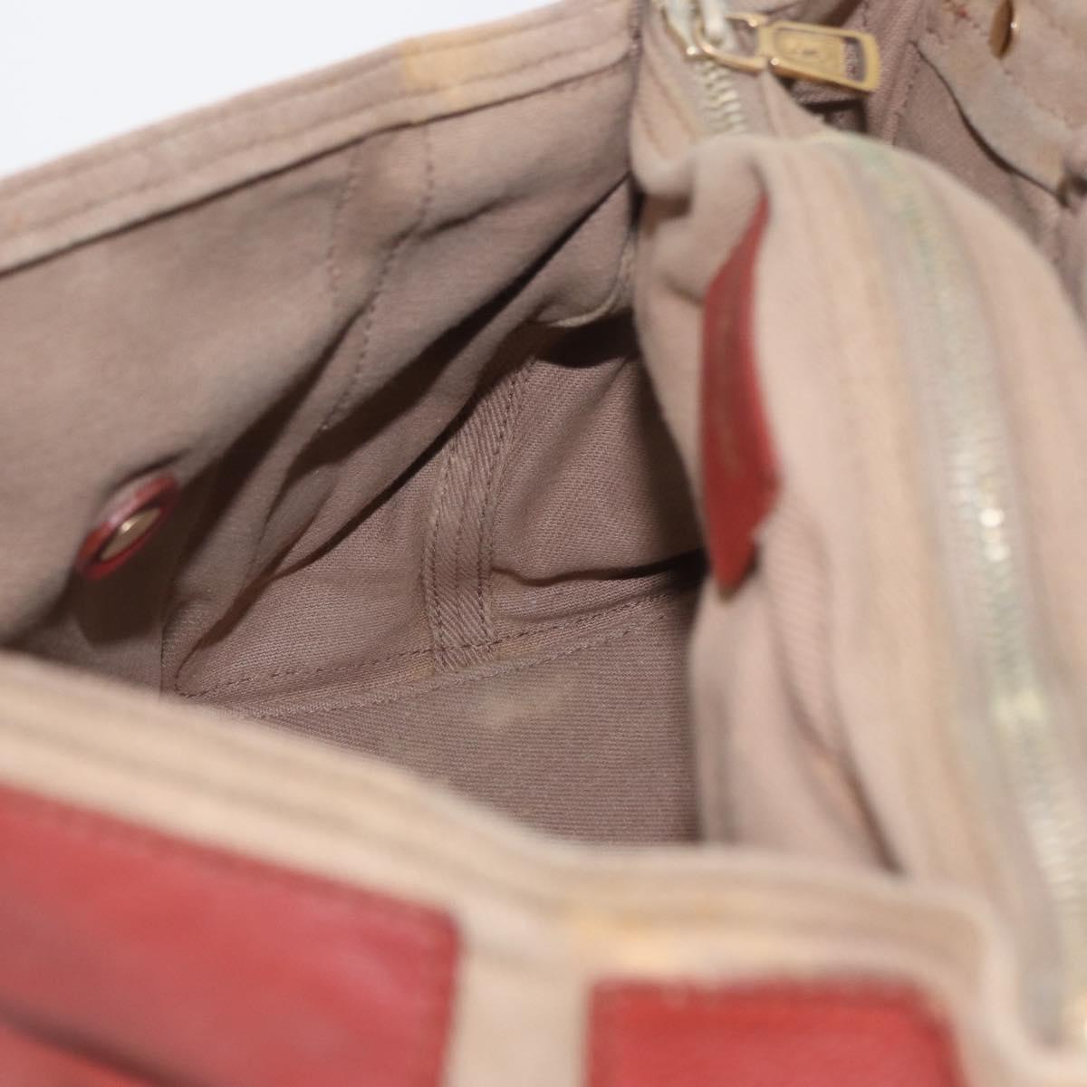 SAINT LAURENT Muse Toe Hand Bag Leather Red Gold Auth BSZ046