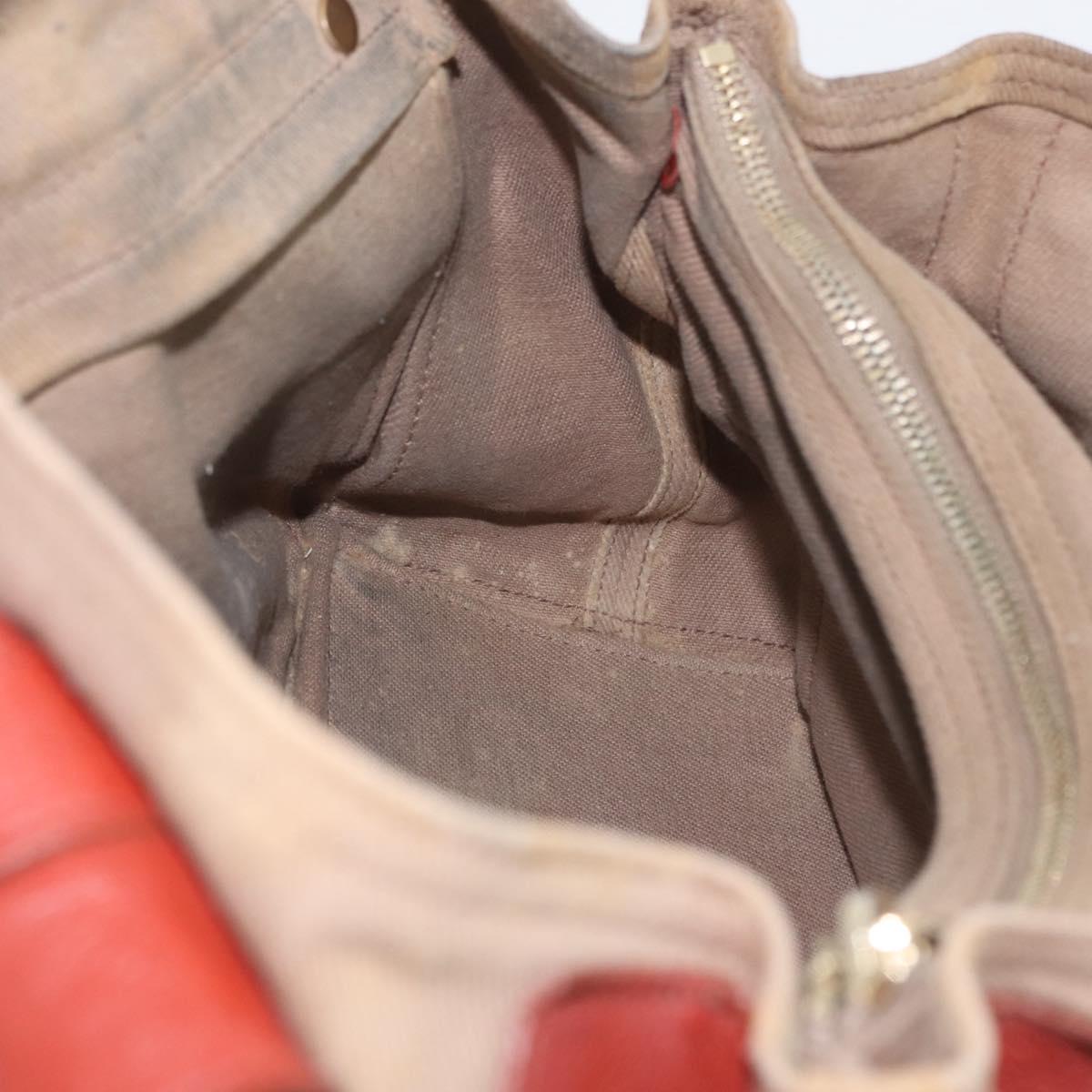SAINT LAURENT Muse Toe Hand Bag Leather Red Gold Auth BSZ046