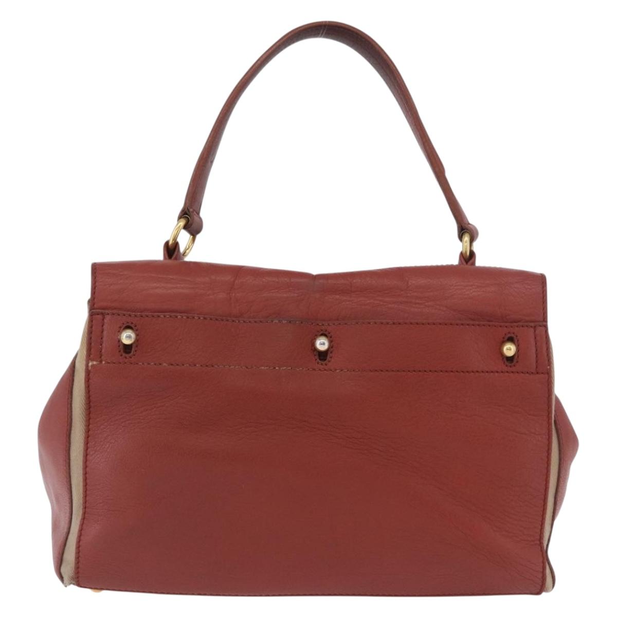 SAINT LAURENT Muse Toe Hand Bag Leather Red Gold Auth BSZ046