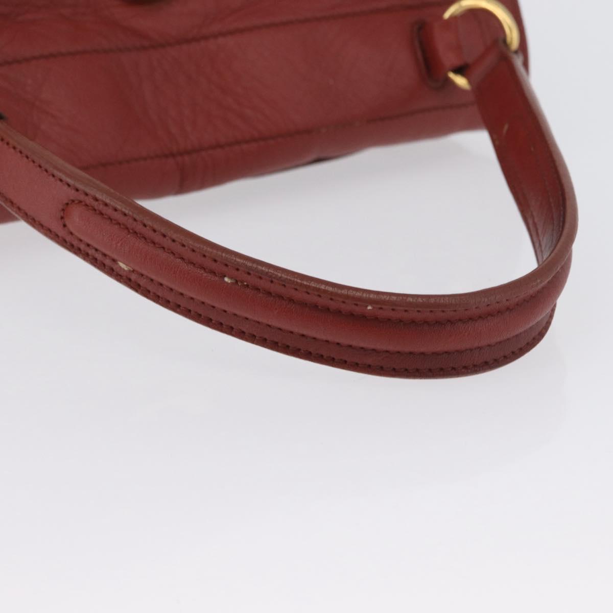 SAINT LAURENT Muse Toe Hand Bag Leather Red Gold Auth BSZ046