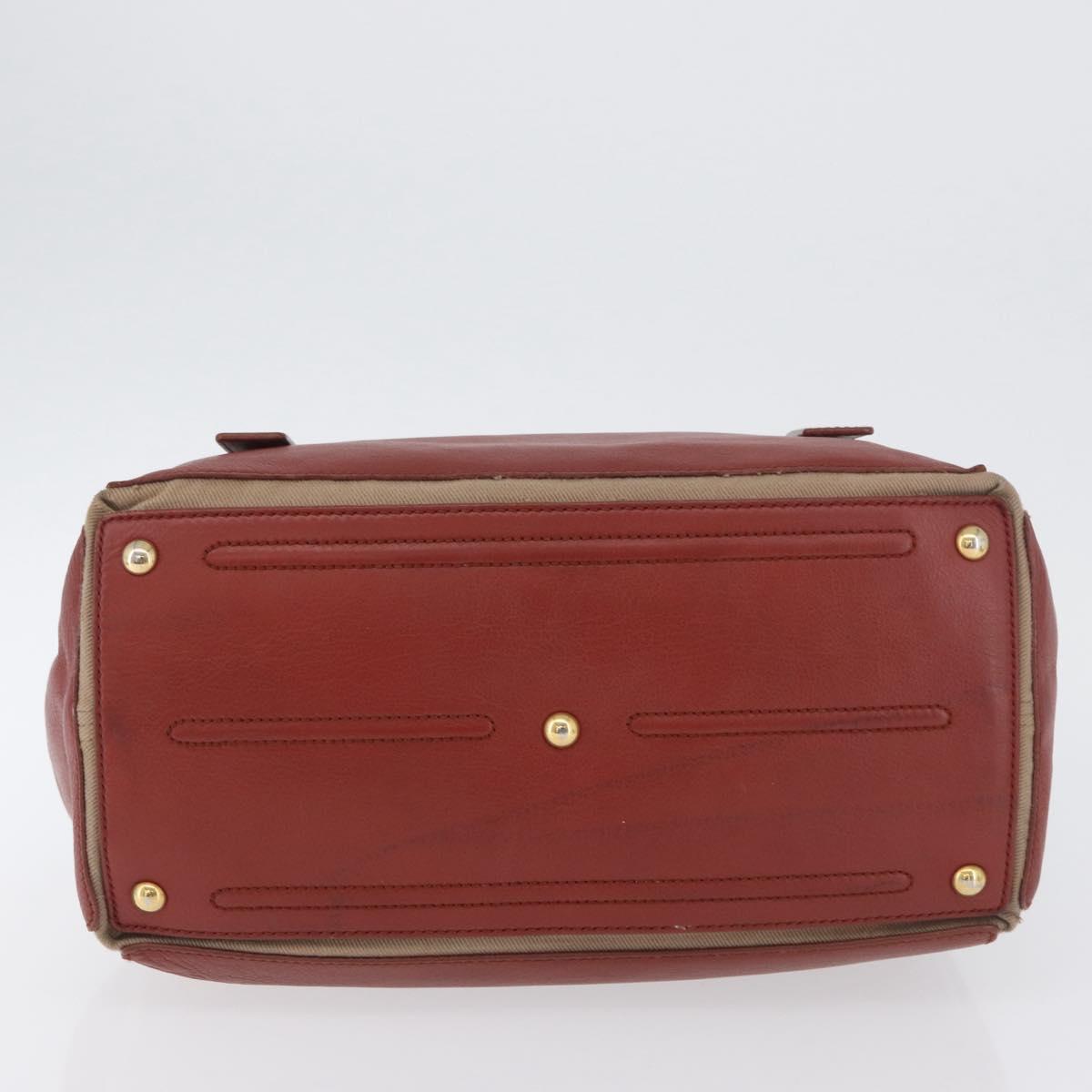SAINT LAURENT Muse Toe Hand Bag Leather Red Gold Auth BSZ046