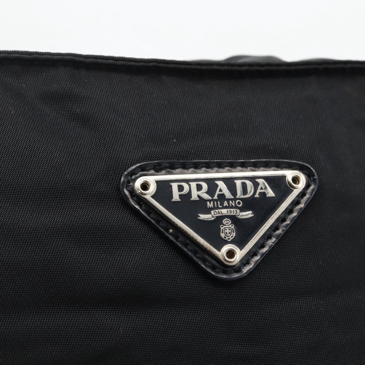 PRADA Shoulder Bag Nylon Black Silver Auth BSZ052