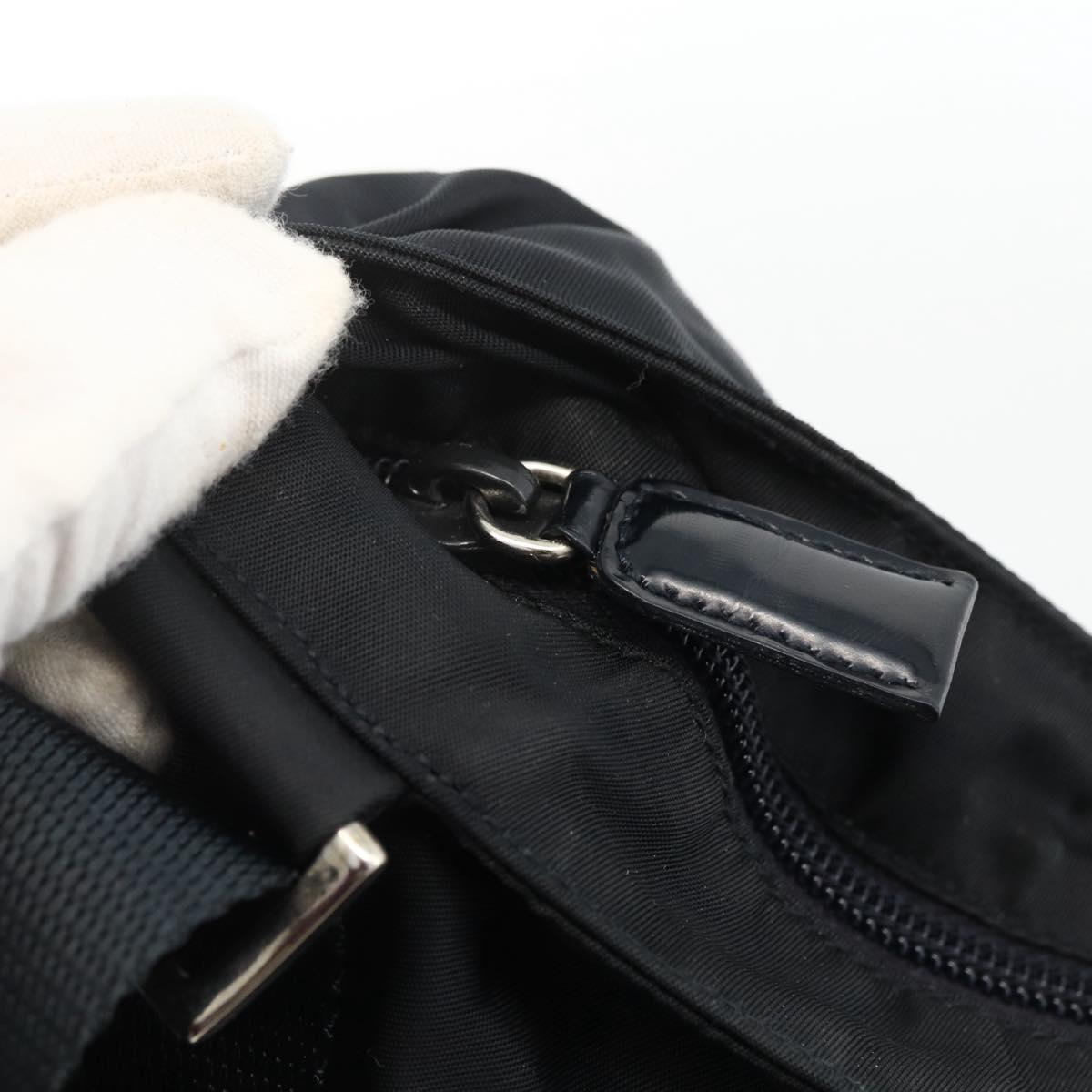 PRADA Shoulder Bag Nylon Black Silver Auth BSZ052