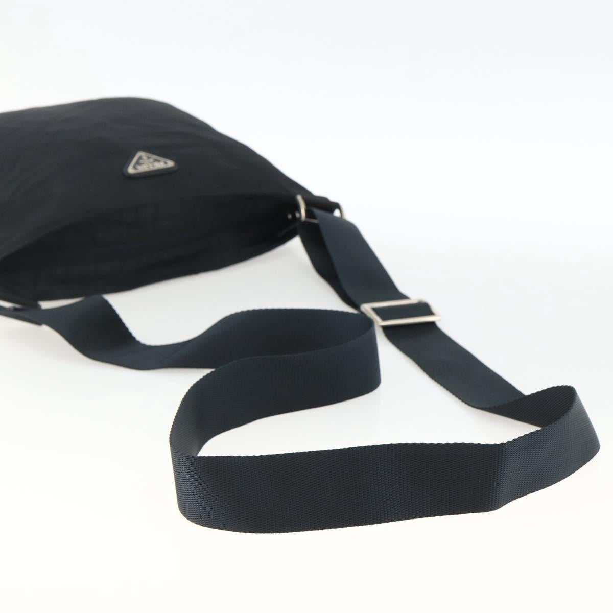 PRADA Shoulder Bag Nylon Black Silver Auth BSZ052
