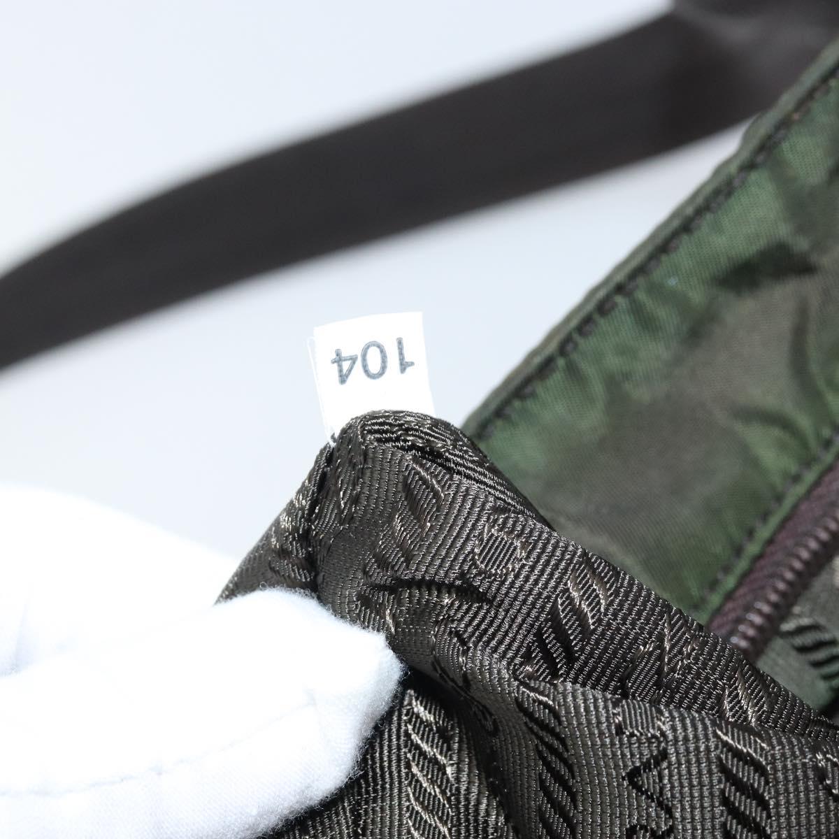 PRADA Shoulder Bag Nylon Khaki Silver Auth BSZ053