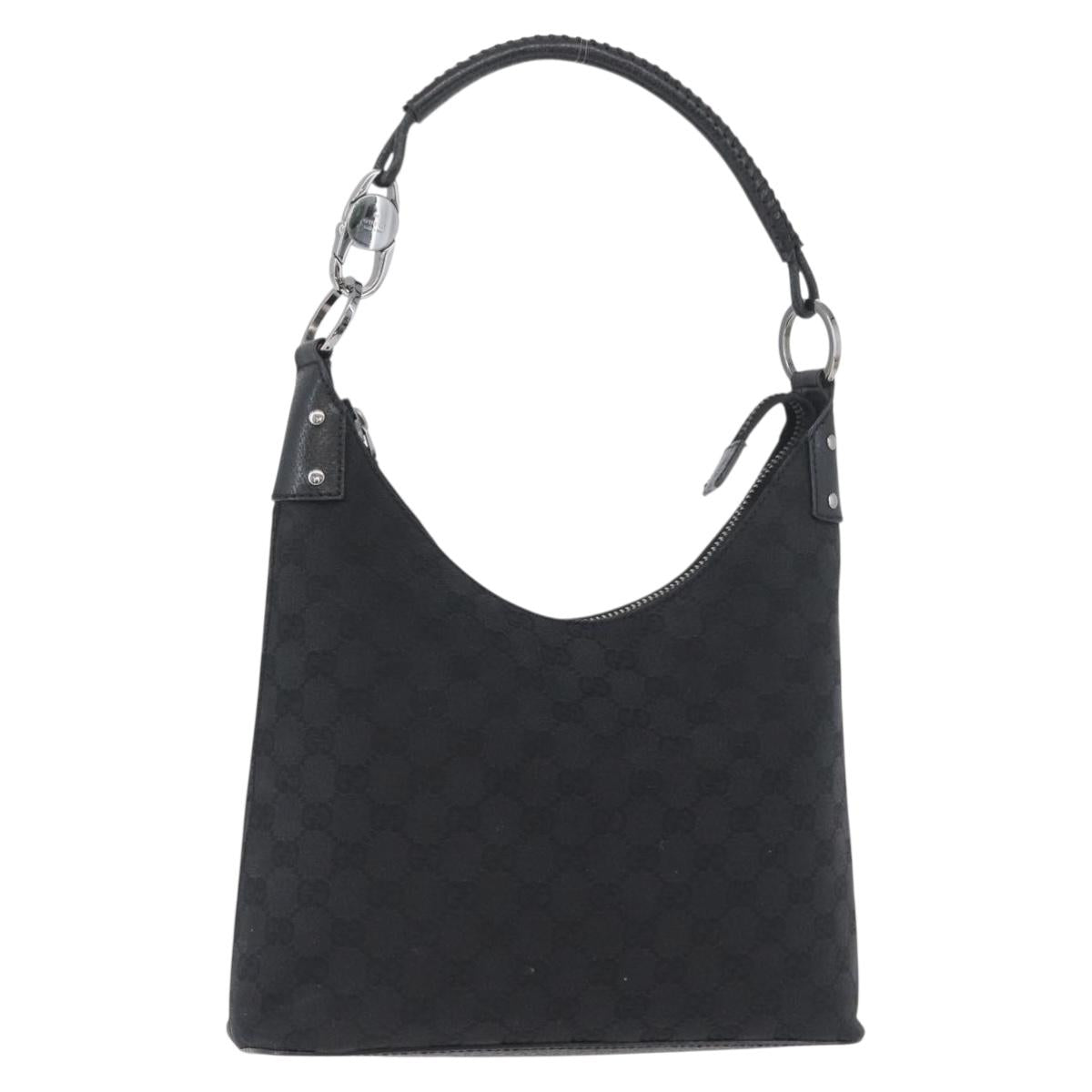 GUCCI GG Canvas Hand Bag Black Silver 115003 Auth BSZ055V