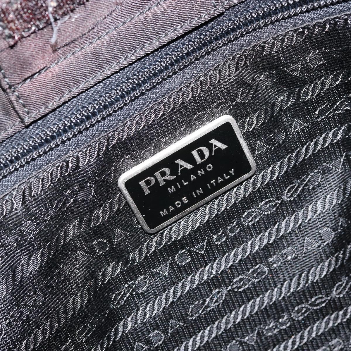 PRADA Shoulder Bag Nylon Black Silver Auth BSZ056