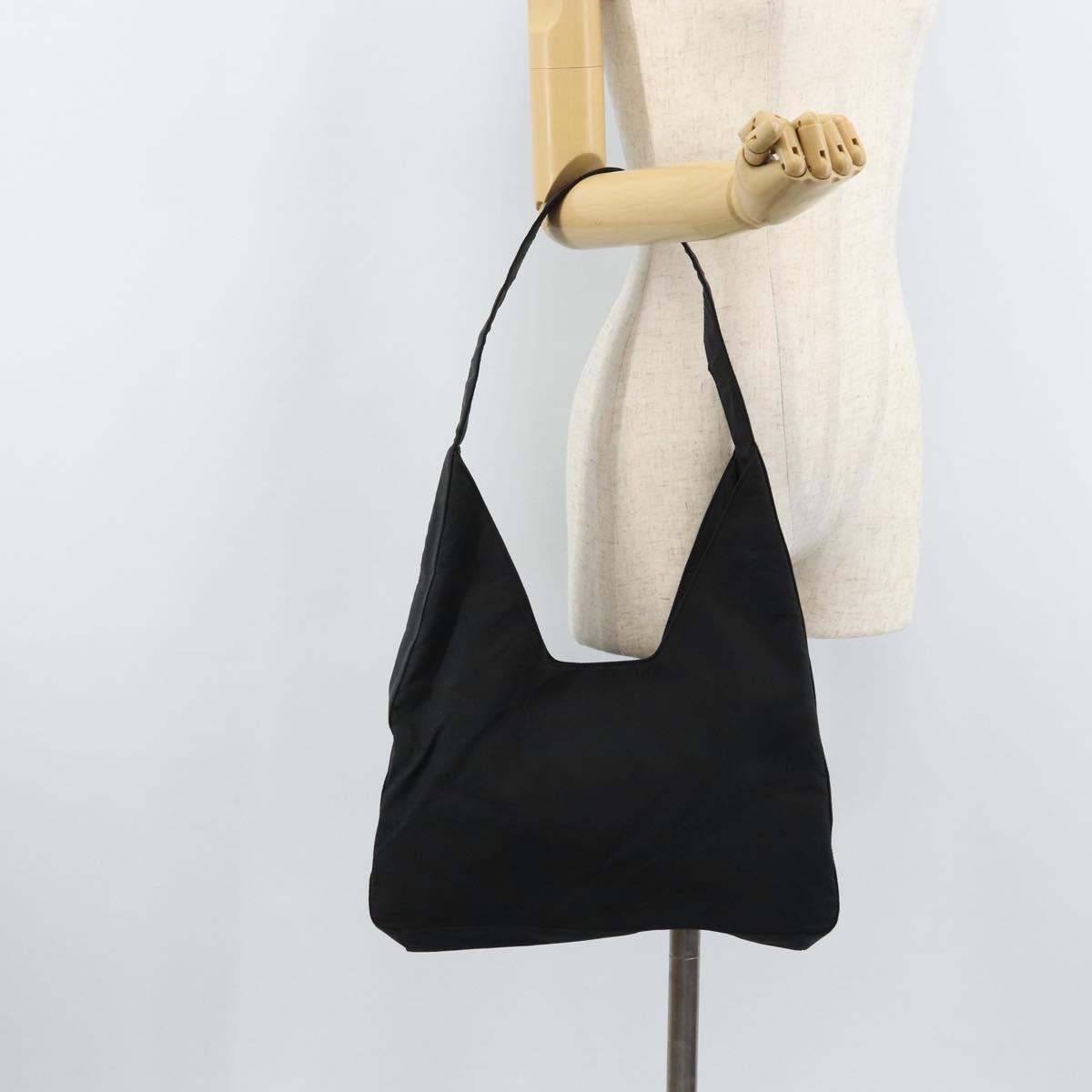 PRADA Shoulder Bag Nylon Black Silver Auth BSZ056