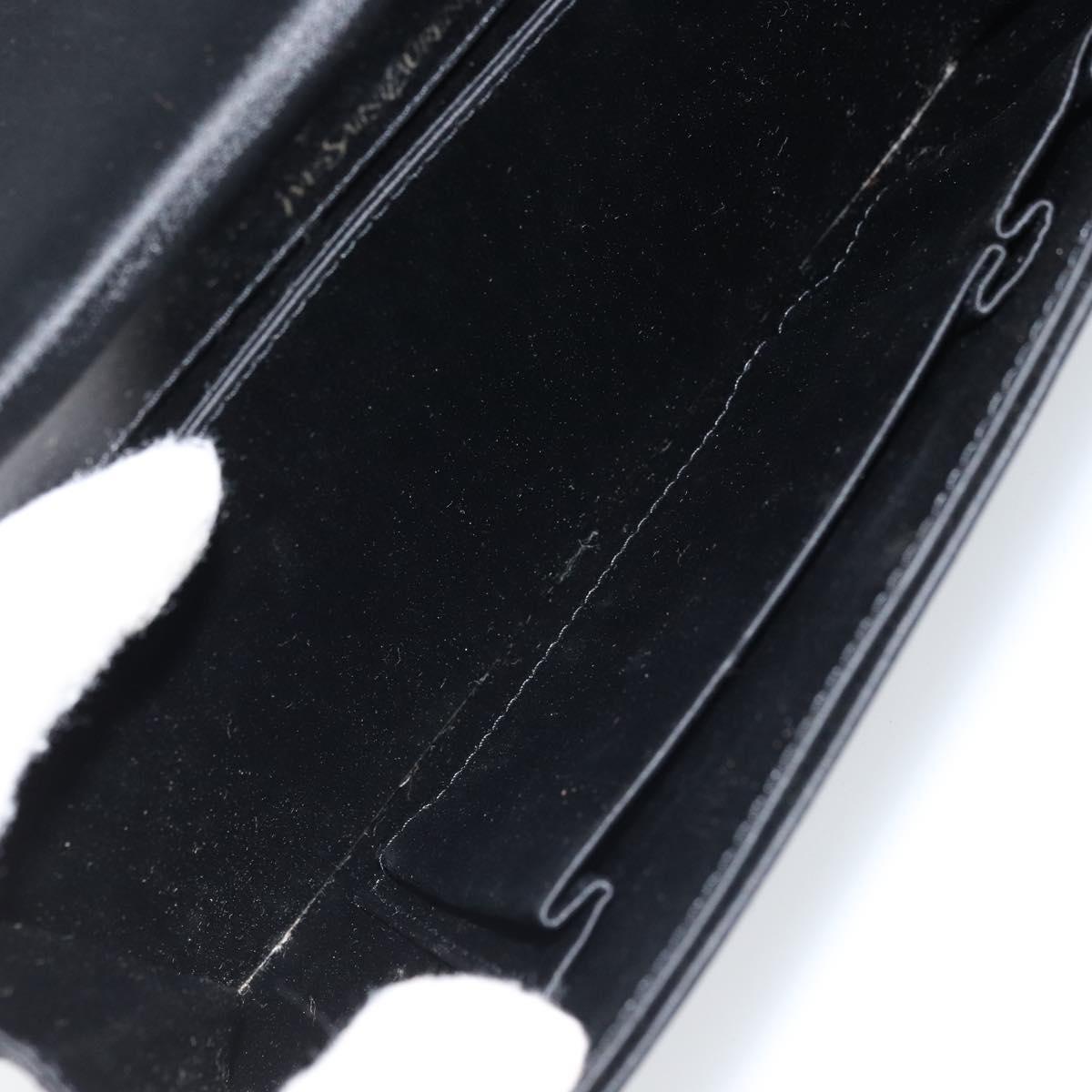 SAINT LAURENT Clutch Bag Satin Black Gold Auth BSZ059