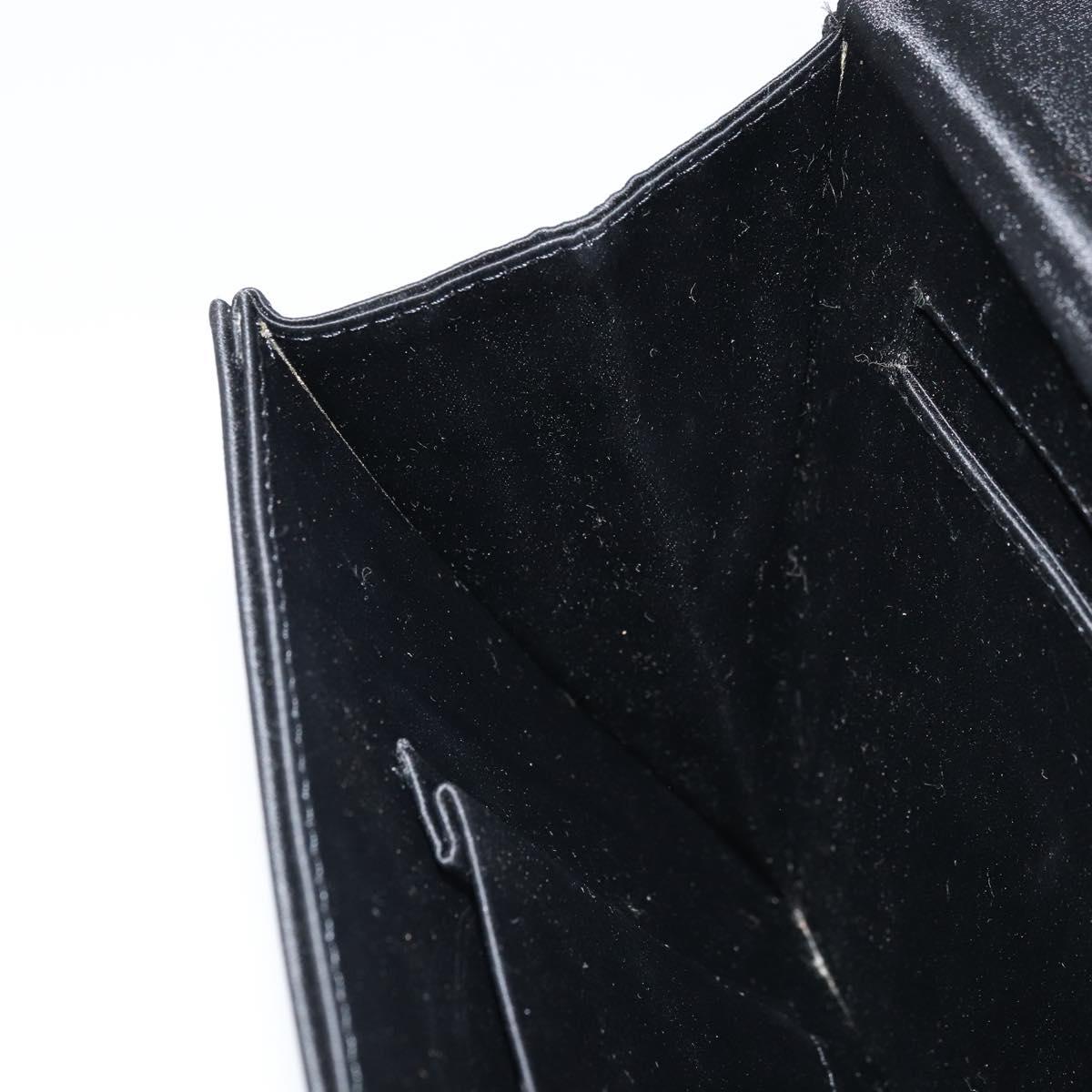 SAINT LAURENT Clutch Bag Satin Black Gold Auth BSZ059