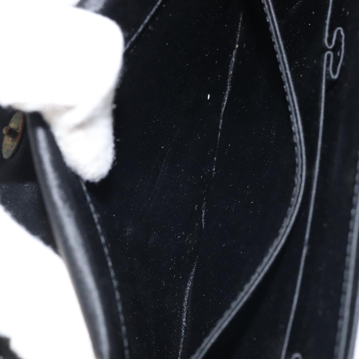 SAINT LAURENT Clutch Bag Satin Black Gold Auth BSZ059