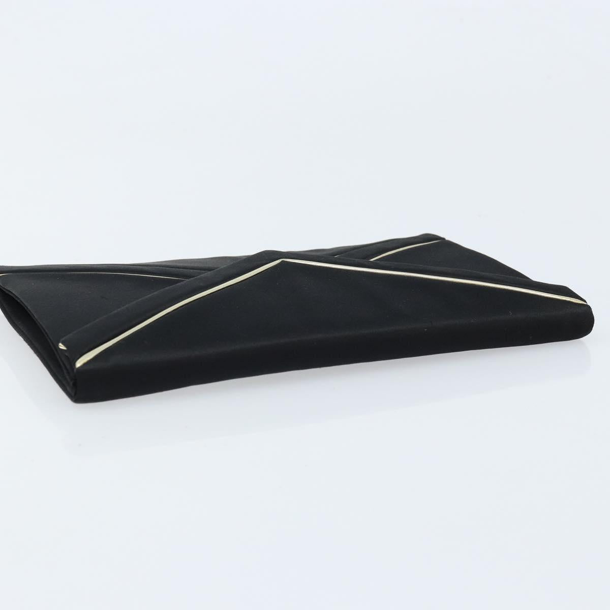 SAINT LAURENT Clutch Bag Satin Black Gold Auth BSZ059