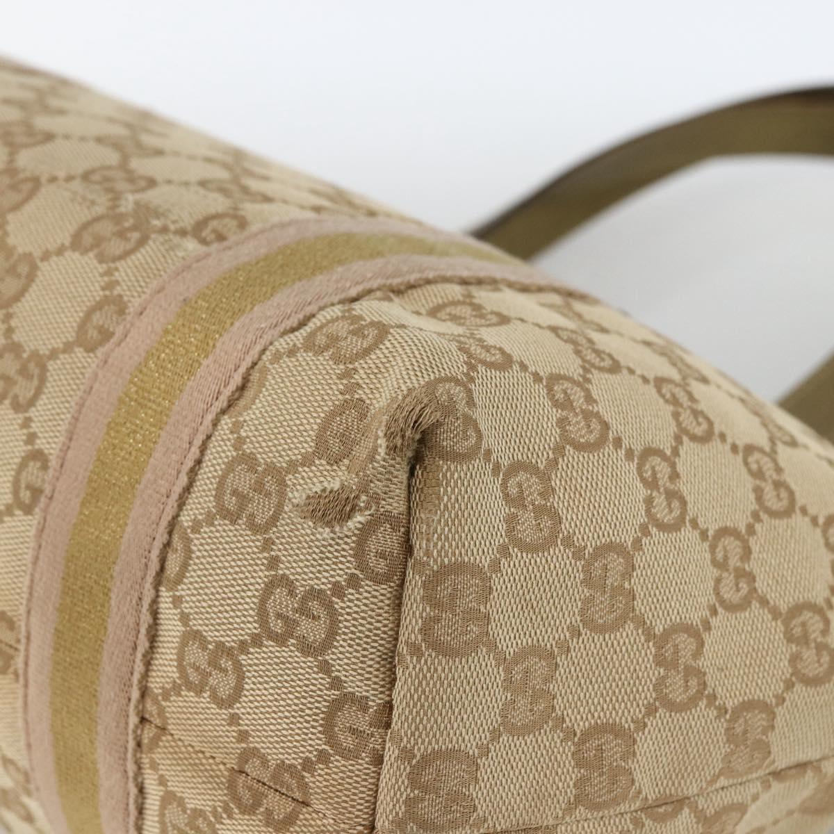 GUCCI GG Canvas Sherry Line Tote Bag Beige Gold 137396 Auth BSZ069