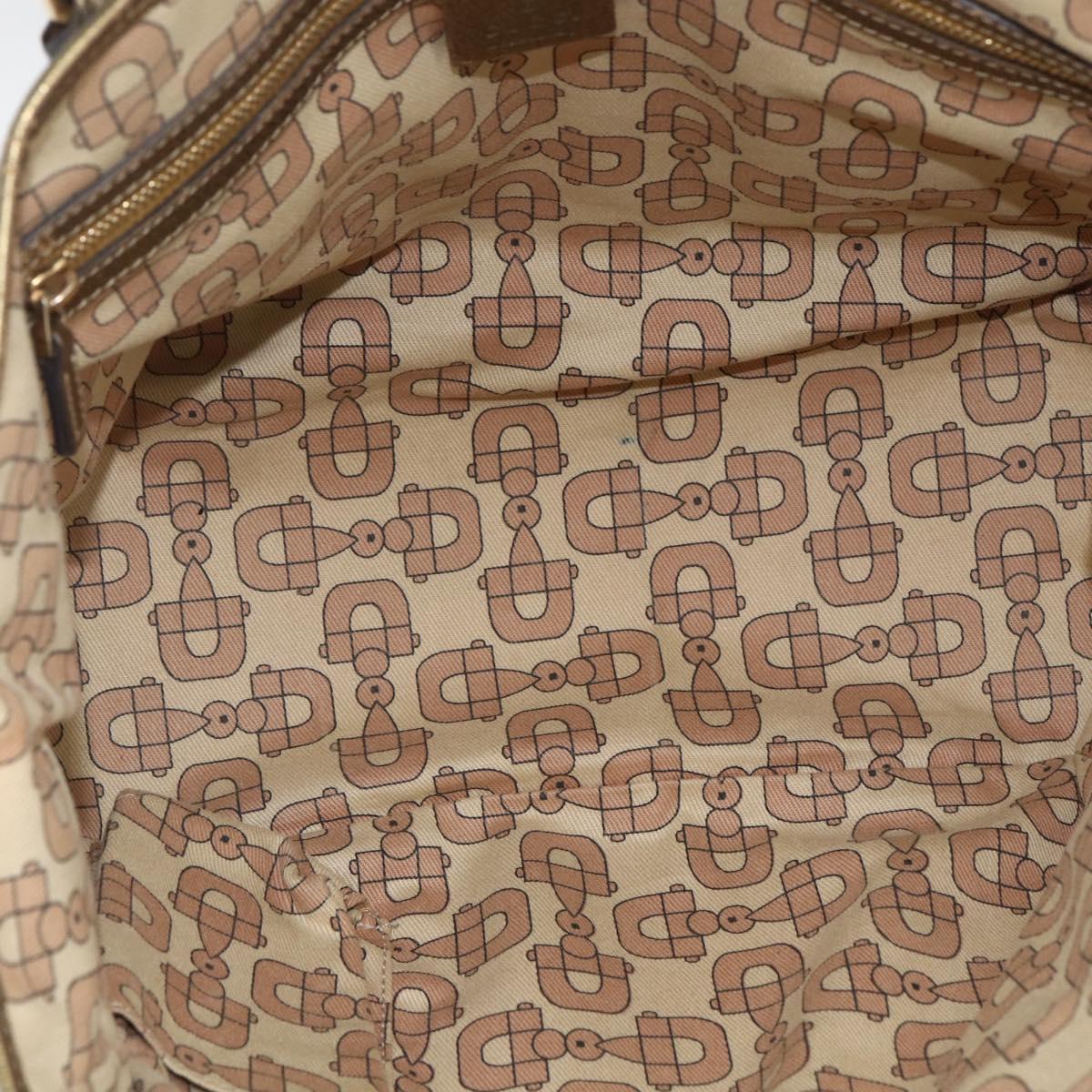 GUCCI GG Canvas Sherry Line Tote Bag Beige Gold 137396 Auth BSZ069