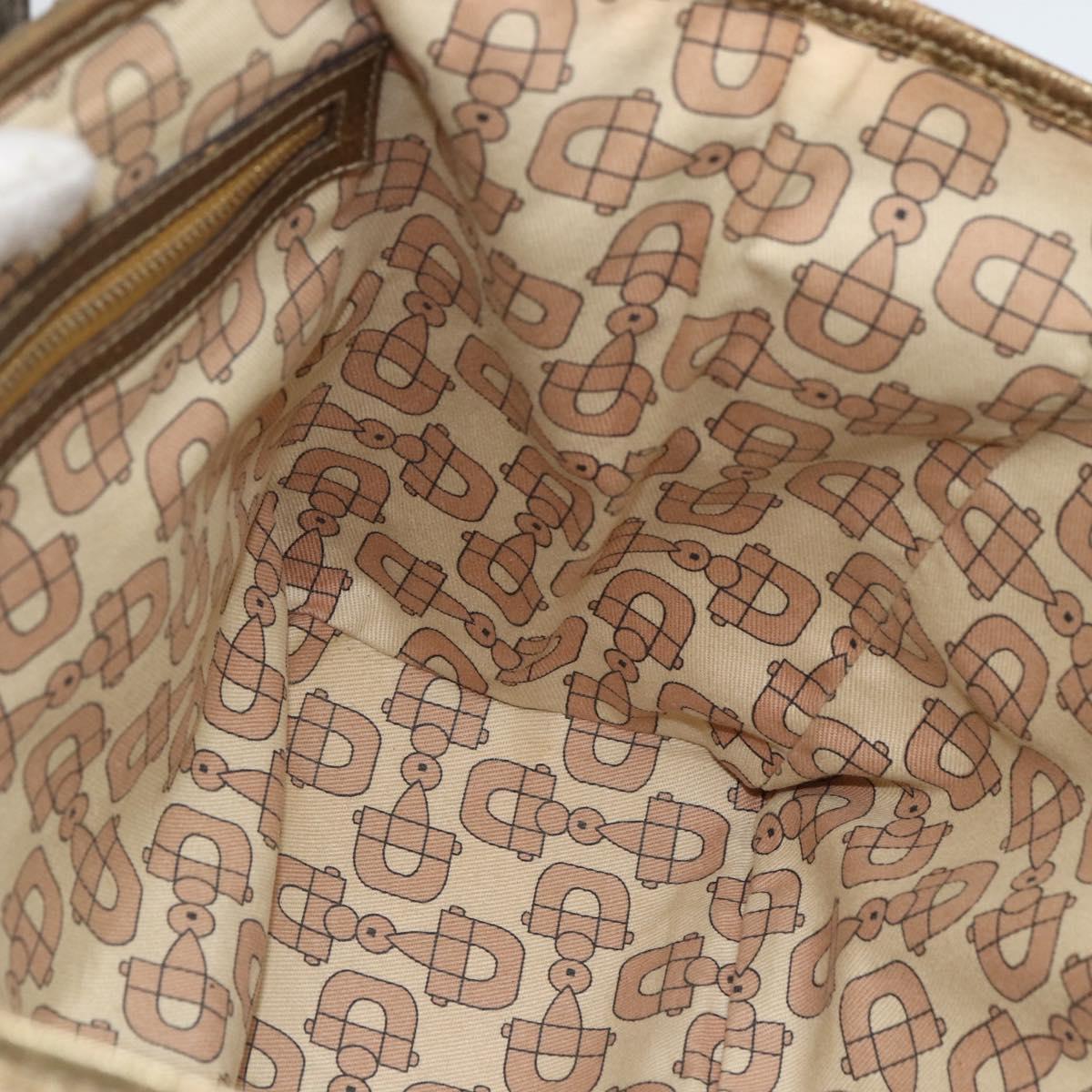 GUCCI GG Canvas Sherry Line Tote Bag Beige Gold 137396 Auth BSZ069