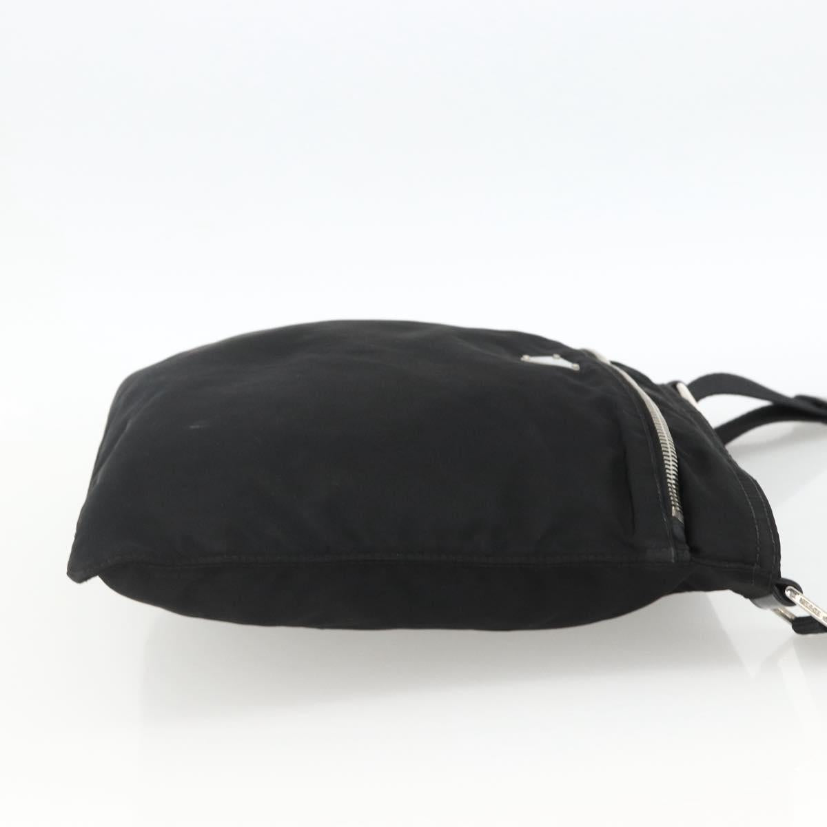 PRADA Shoulder Bag Nylon Black Silver Auth BSZ071