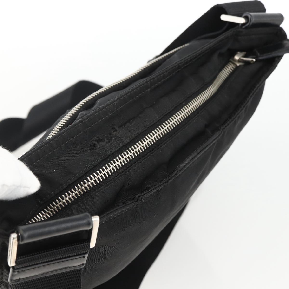 PRADA Shoulder Bag Nylon Black Silver Auth BSZ071