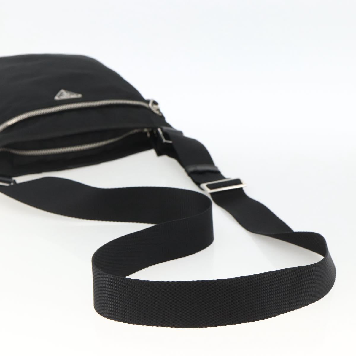 PRADA Shoulder Bag Nylon Black Silver Auth BSZ071