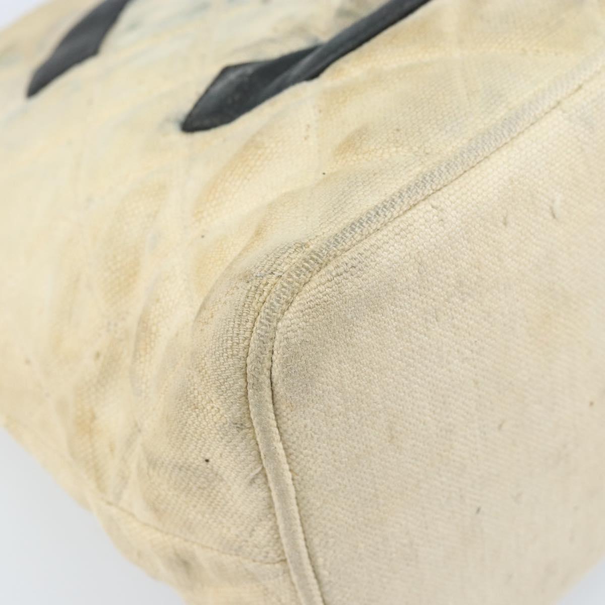 CHANEL Standard Tote Bag Canvas Beige Gold CC Auth BSZ077