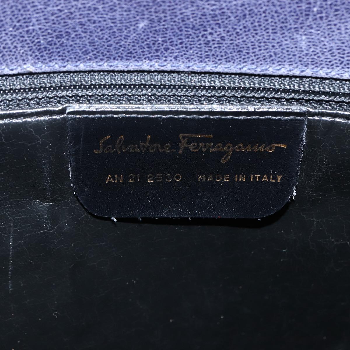 Salvatore Ferragamo Vala Tote Bag Leather Purple Gold Auth BSZ080