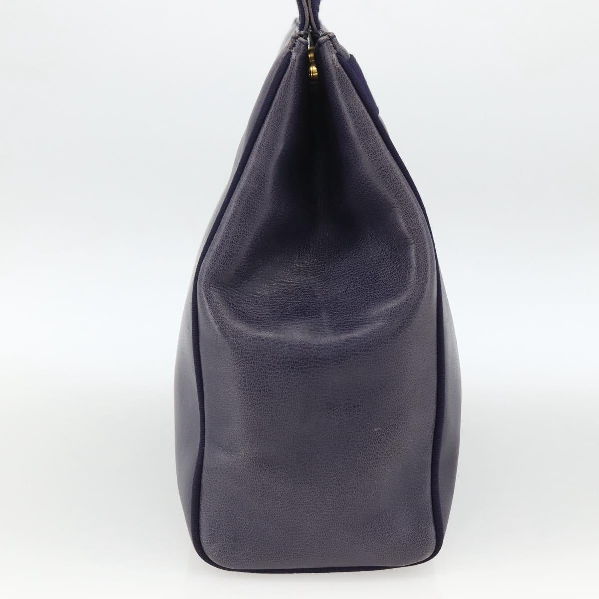 Salvatore Ferragamo Vala Tote Bag Leather Purple Gold Auth BSZ080