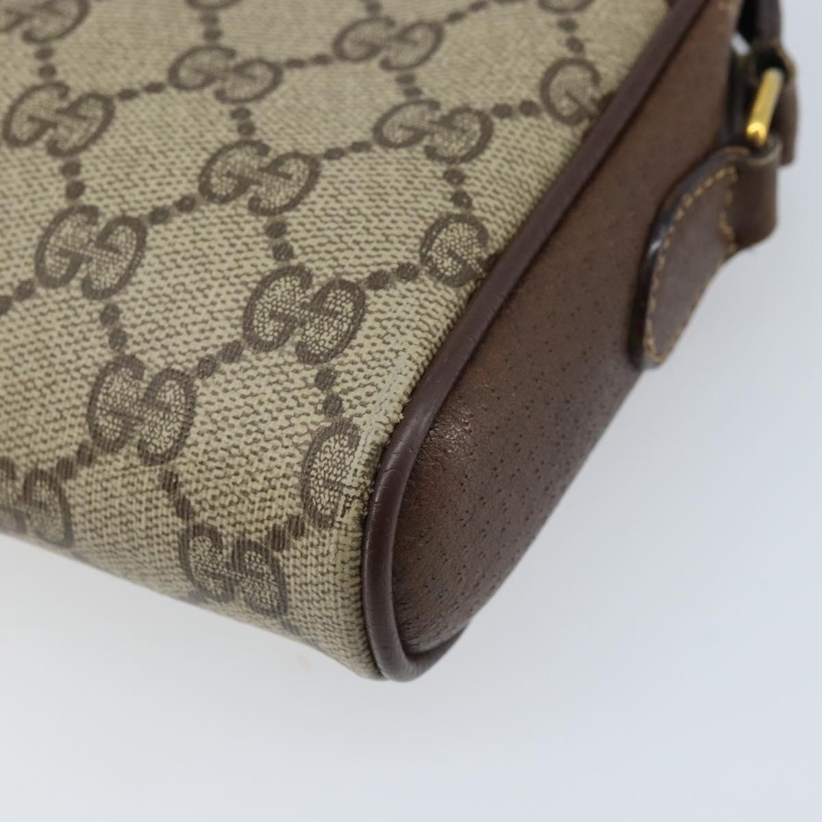 GUCCI GG Supreme Web Sherry Line Bag PVC Beige Gold 116 02 089 Auth BSZ082