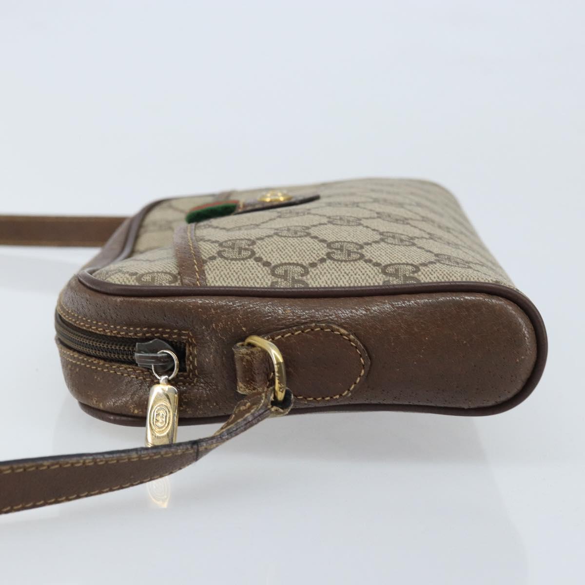 GUCCI GG Supreme Web Sherry Line Bag PVC Beige Gold 116 02 089 Auth BSZ082